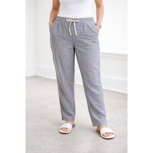 Linen Blend Drawstring Pants – Women's M Gray Relaxed Fit‎